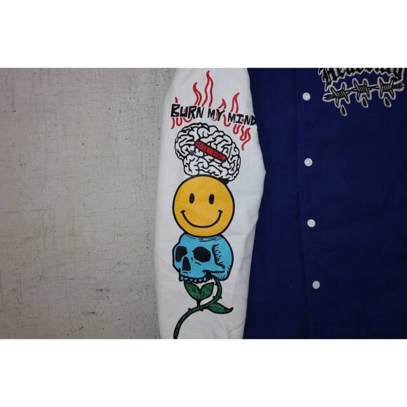Rebel Minds Embroidered & Patch "Blessed Burn my Mind" Varsity Jacket Size XL - Picture 7 of 9